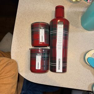 Corkcicle Red Tartan Canteen and Tumbler Set